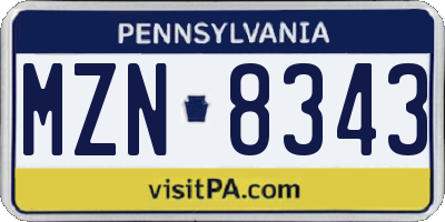 PA license plate MZN8343