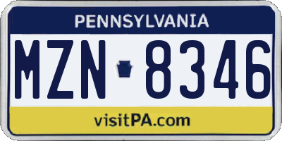 PA license plate MZN8346