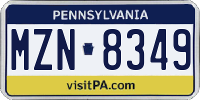 PA license plate MZN8349