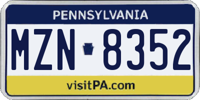 PA license plate MZN8352