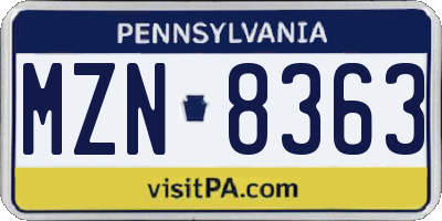 PA license plate MZN8363