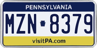PA license plate MZN8379