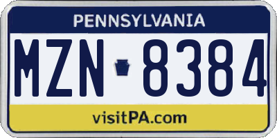 PA license plate MZN8384