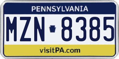 PA license plate MZN8385