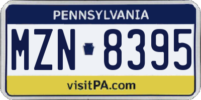 PA license plate MZN8395