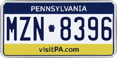 PA license plate MZN8396