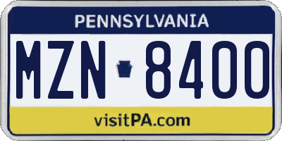 PA license plate MZN8400