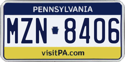 PA license plate MZN8406