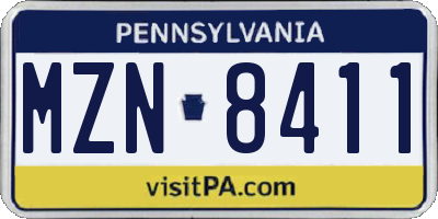 PA license plate MZN8411