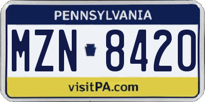 PA license plate MZN8420