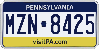 PA license plate MZN8425