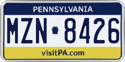 PA license plate MZN8426
