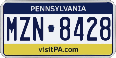 PA license plate MZN8428