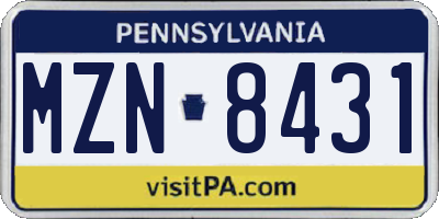 PA license plate MZN8431