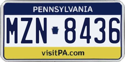 PA license plate MZN8436