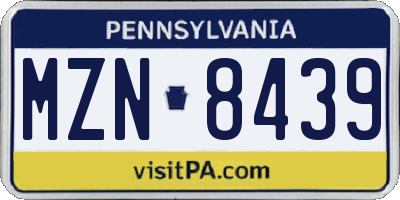 PA license plate MZN8439