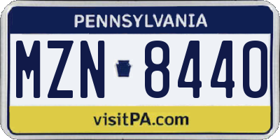 PA license plate MZN8440