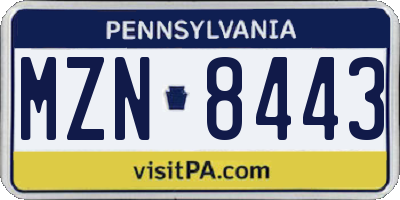 PA license plate MZN8443