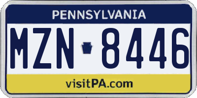PA license plate MZN8446