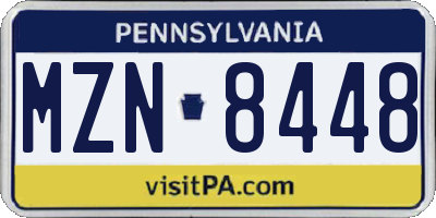 PA license plate MZN8448