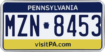 PA license plate MZN8453