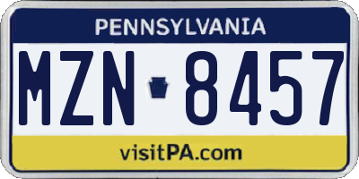 PA license plate MZN8457