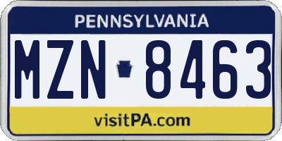 PA license plate MZN8463