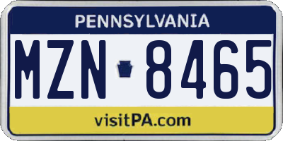PA license plate MZN8465
