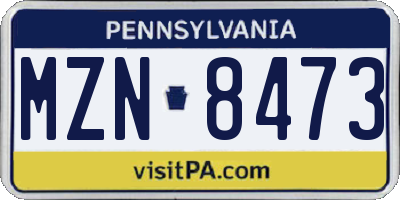 PA license plate MZN8473