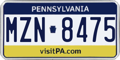 PA license plate MZN8475