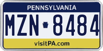 PA license plate MZN8484