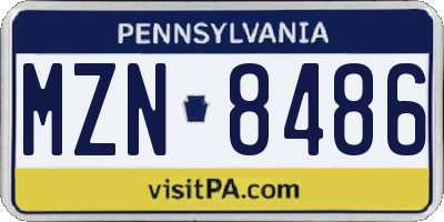 PA license plate MZN8486