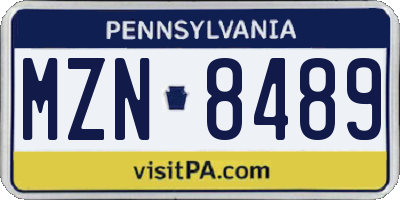 PA license plate MZN8489