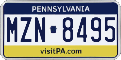 PA license plate MZN8495