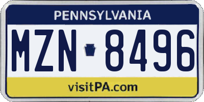 PA license plate MZN8496