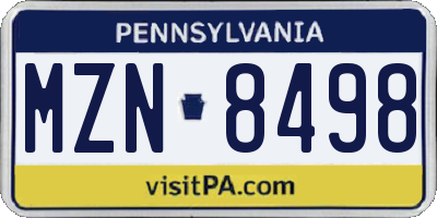PA license plate MZN8498