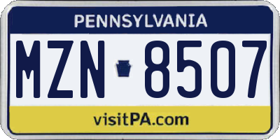 PA license plate MZN8507