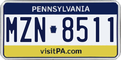 PA license plate MZN8511