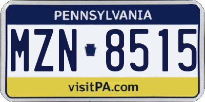 PA license plate MZN8515