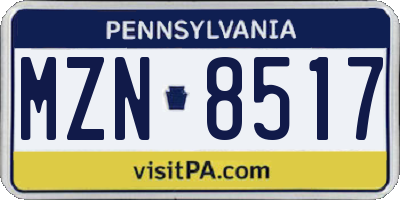 PA license plate MZN8517