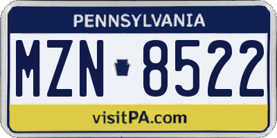 PA license plate MZN8522
