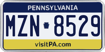 PA license plate MZN8529