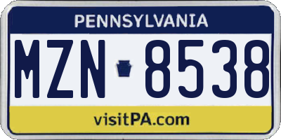 PA license plate MZN8538