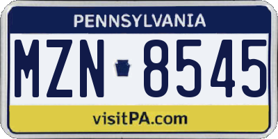 PA license plate MZN8545