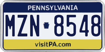 PA license plate MZN8548