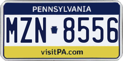 PA license plate MZN8556