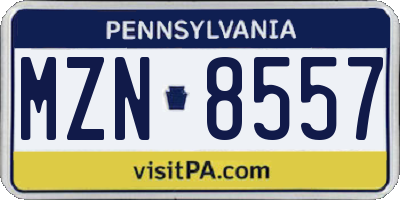 PA license plate MZN8557