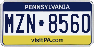 PA license plate MZN8560