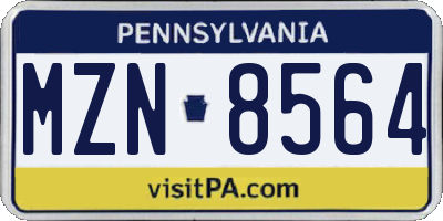 PA license plate MZN8564