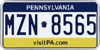 PA license plate MZN8565
